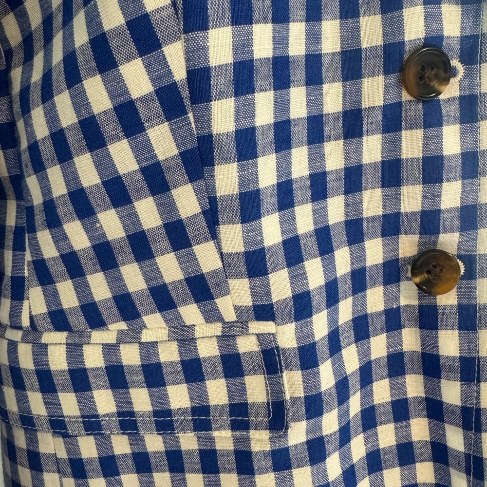 J. Crew Blue and White Gingham Blazer - Picture 6 of 11